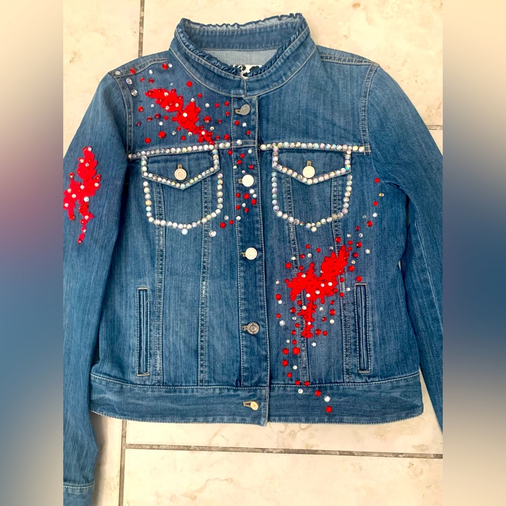 ❣️❣️Rhinestone‎ Embellish Denim Jacket❣️❣️❣️❣️❣️❣️ - Picture 2 of 6